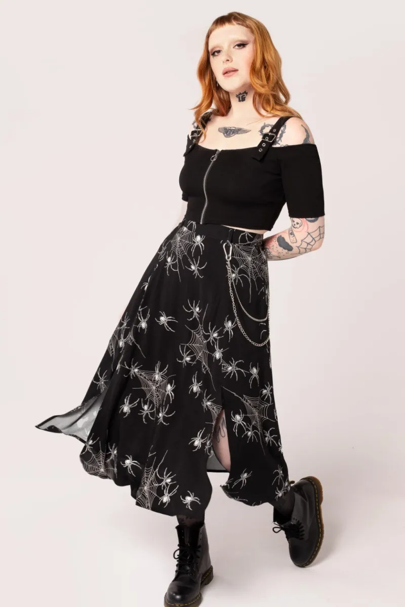 Hell Bunny Skirts|Skirts>Grungy Spider Skirt Black