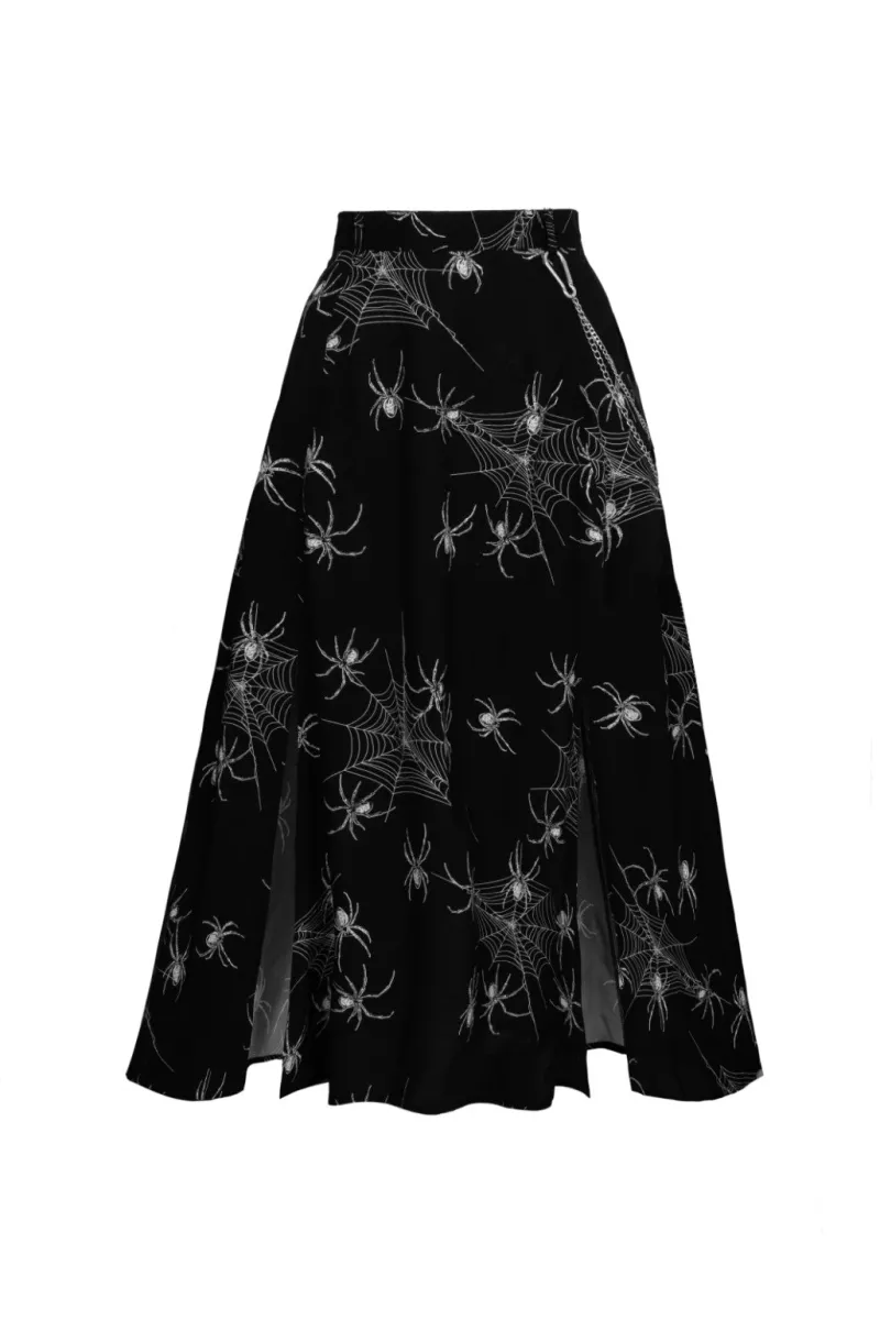 Hell Bunny Skirts|Skirts>Grungy Spider Skirt Black