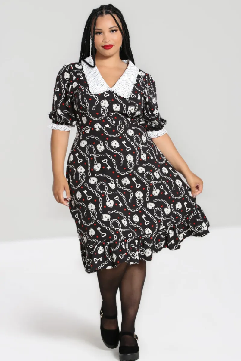 Hell Bunny Dresses|Dresses>Heart Lock Mid Dress Black