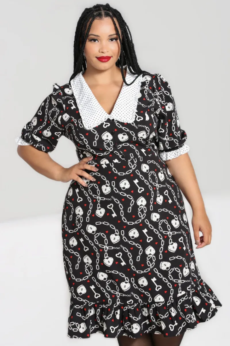 Hell Bunny Dresses|Dresses>Heart Lock Mid Dress Black