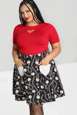 Hell Bunny Skirts|Skirts>Heart Lock Mini Skirt Black