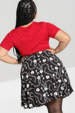 Hell Bunny Skirts|Skirts>Heart Lock Mini Skirt Black