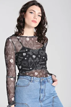 Hell Bunny Tops|Back In Stock>Hello Goodbye Mesh Top Black