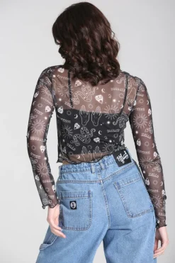 Hell Bunny Tops|Back In Stock>Hello Goodbye Mesh Top Black