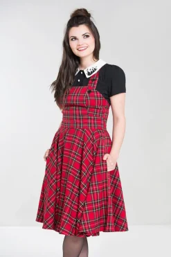 Hell Bunny Dresses|Dresses With Pockets>Irvine Pinafore Dress Red