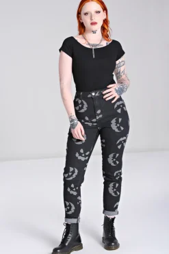 Hell Bunny Trousers & Shorts|Trousers & Shorts>Jack-O-Lantern Jeans Black