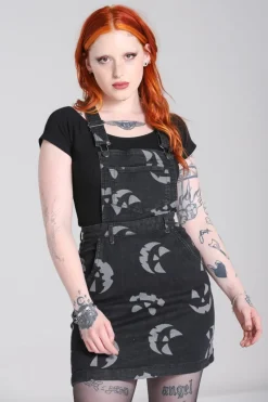 Hell Bunny Dresses|Dresses With Pockets>Jack-O-Lantern Pinafore Dress Black