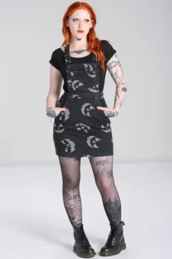 Hell Bunny Dresses|Dresses With Pockets>Jack-O-Lantern Pinafore Dress Black