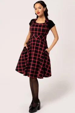Hell Bunny Dresses|Vintage Dresses>Janine Pinafore Dress Black/Red