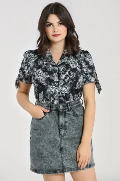 Hell Bunny Tops|Blouses>Kasumi Blouse Grey