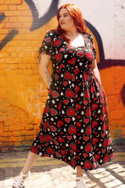 Hell Bunny Dresses With Pockets|Maxi Dresses>Kate Heart Dress Black