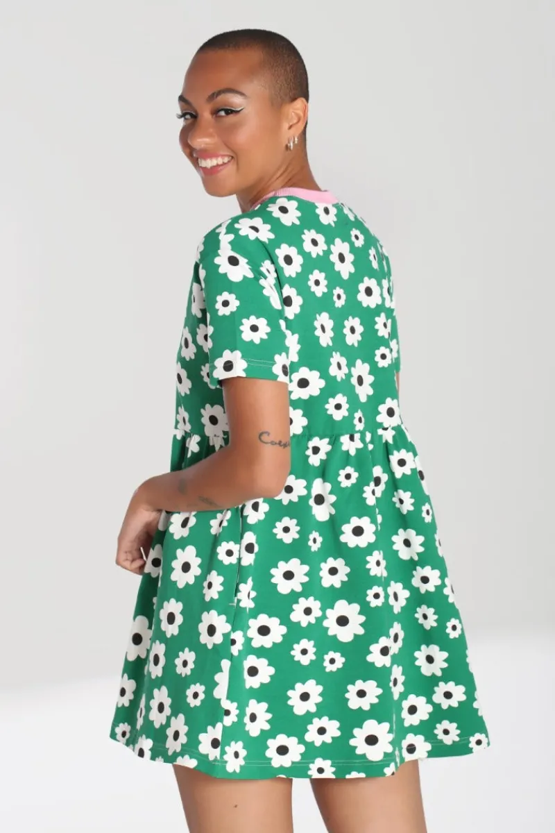Hell Bunny Dresses|Loungewear>Kitsch Daisy MIni Dress Green