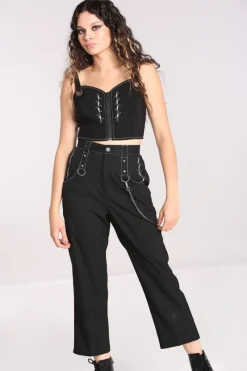 Hell Bunny Trousers & Shorts|Trousers & Shorts>Lennox Cropped Trousers Black