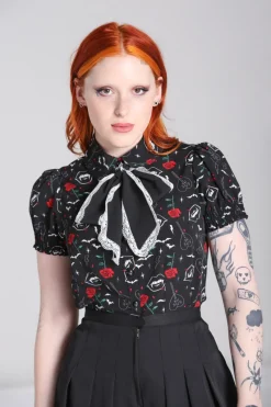 Hell Bunny Tops|Blouses>Lilith Blouse Black