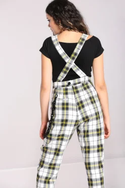 Hell Bunny Trousers & Shorts>Ludi Dungarees White