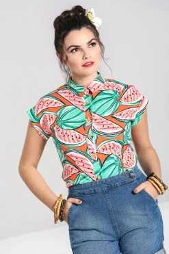 Hell Bunny Blouses|Tops>Melonie Shirt Orange