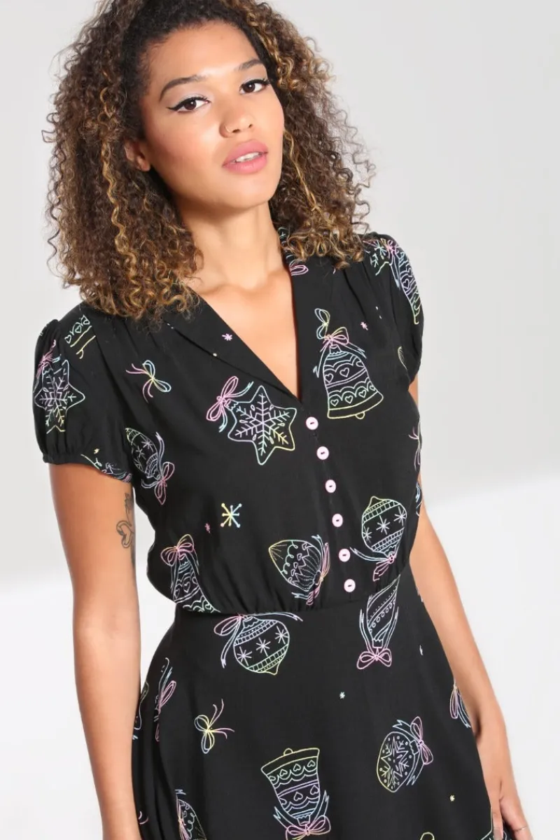 Hell Bunny Dresses>Merry Mid Dress Black