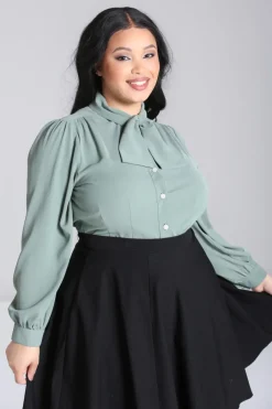 Hell Bunny Tops|Blouses>Mia Blouse Green
