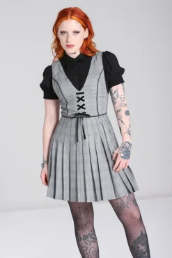 Hell Bunny Dresses|Dresses>Mina Pinafore Dress Grey
