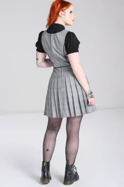 Hell Bunny Dresses|Dresses>Mina Pinafore Dress Grey
