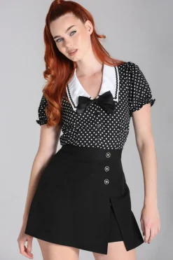 Hell Bunny Tops|Blouses>Naomi Blouse Black/White
