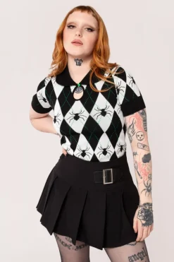 Hell Bunny Tops|Knitwear>Natasha Top Black/White