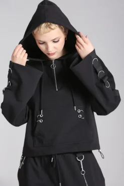 Hell Bunny Tops|Loungewear>Ramona Hoodie Black