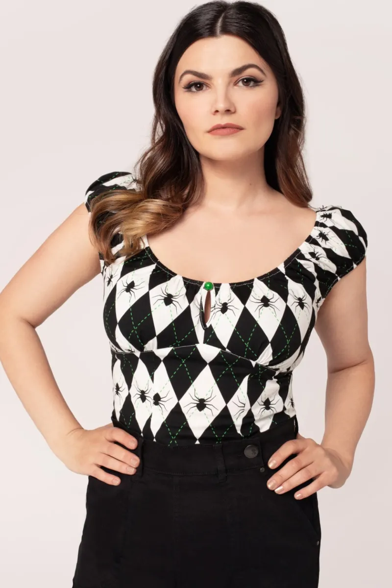 Hell Bunny Tops|Tops>Regina Top Black/White