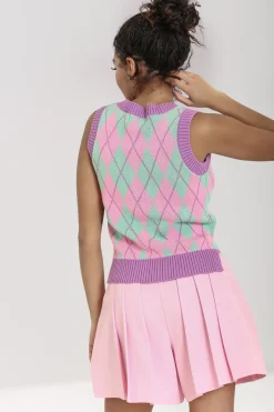 Hell Bunny Tops|Knitwear>Rhombus Vest MultiColour