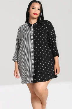 Hell Bunny Tops|Blouses>Ribcage Oversized Shirt Black