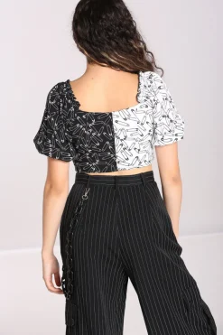 Hell Bunny Tops|Tops>Safety Pin Crop Top Black