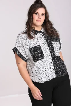Hell Bunny Tops|Blouses>Safety Pin Shirt Black