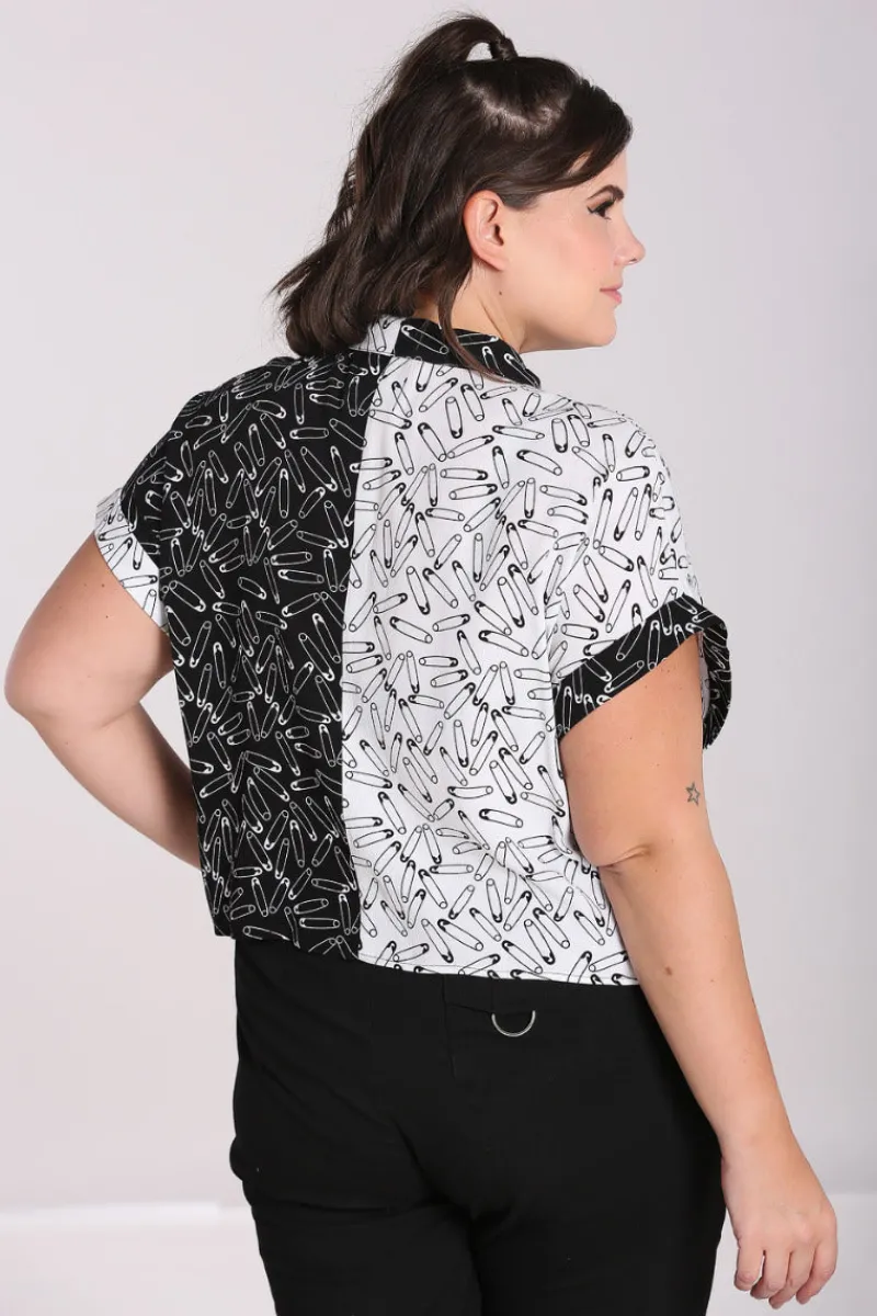Hell Bunny Tops|Blouses>Safety Pin Shirt Black
