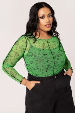 Hell Bunny Tops|Tops>Scully Top Green