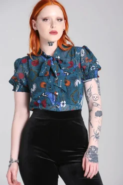 Hell Bunny Tops|Blouses>Sianna Blouse Teal