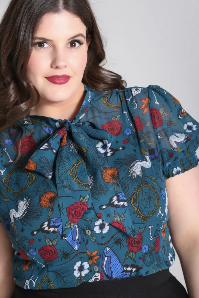Hell Bunny Tops|Blouses>Sianna Blouse Teal