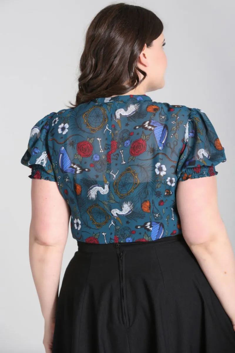 Hell Bunny Tops|Blouses>Sianna Blouse Teal
