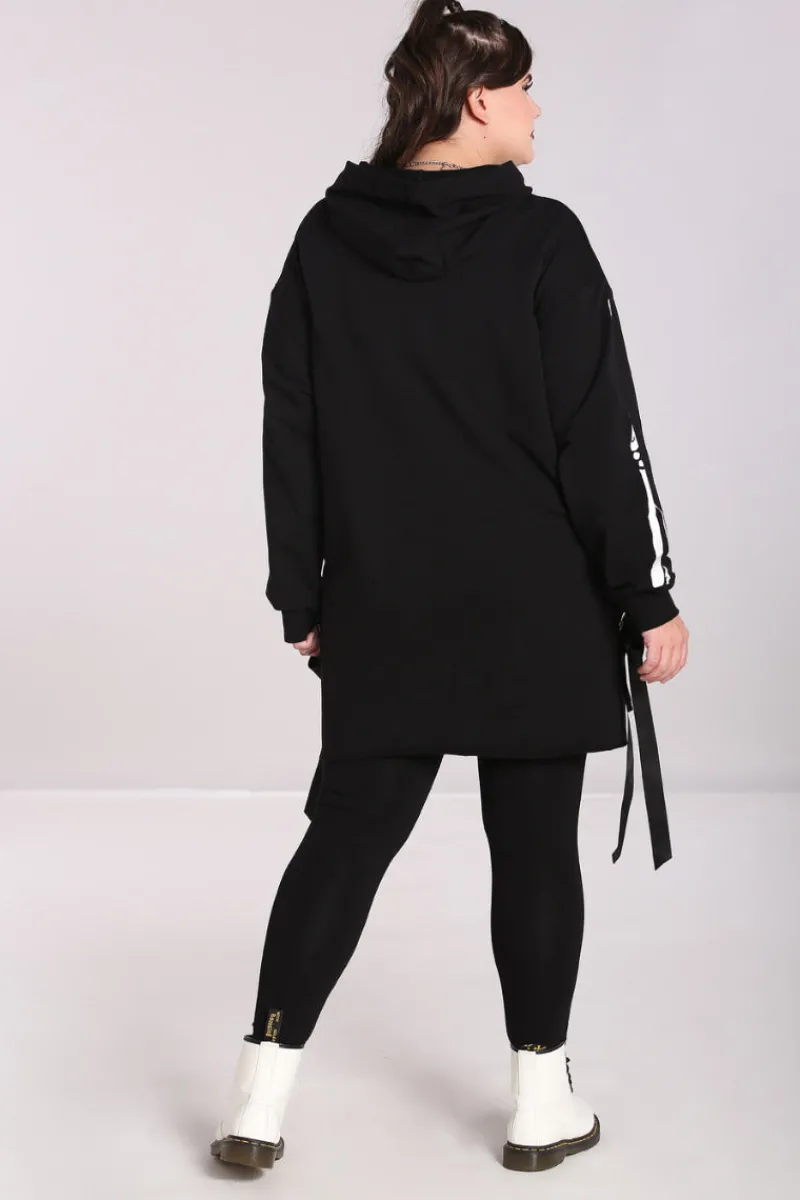 Hell Bunny Tops|Dresses>Skeleton Hoodie Dress Black