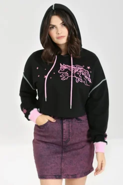 Hell Bunny Tops|Knitwear>Star Catcher Hoodie Black