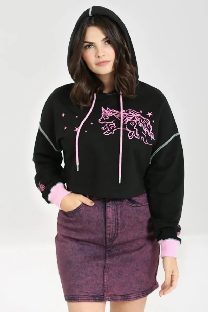 Hell Bunny Tops|Knitwear>Star Catcher Hoodie Black