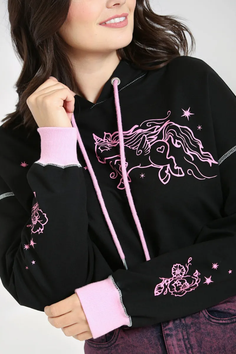 Hell Bunny Tops|Knitwear>Star Catcher Hoodie Black