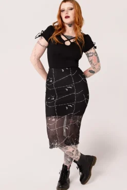 Hell Bunny Skirts|Skirts>Stitches Mesh Skirt Black