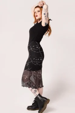 Hell Bunny Skirts|Skirts>Stitches Mesh Skirt Black