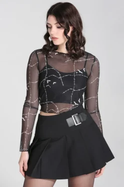 Hell Bunny Tops|Back In Stock>Stitches Mesh Top Black