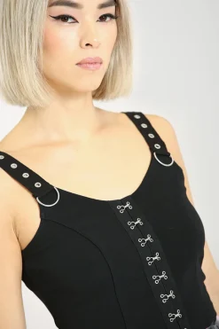 Hell Bunny Tops|Loungewear>Tabitha Crop Top Black