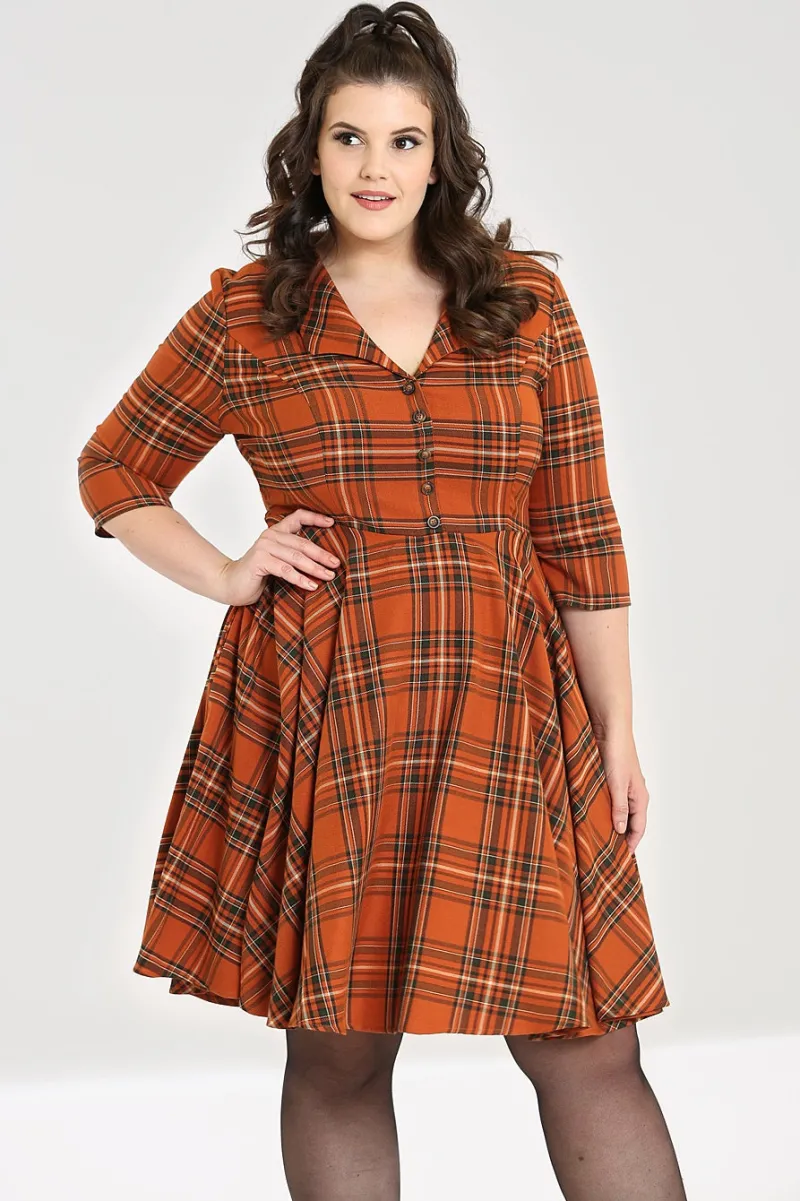 Hell Bunny Dresses|Dresses>Tawny Mid Dress Brown
