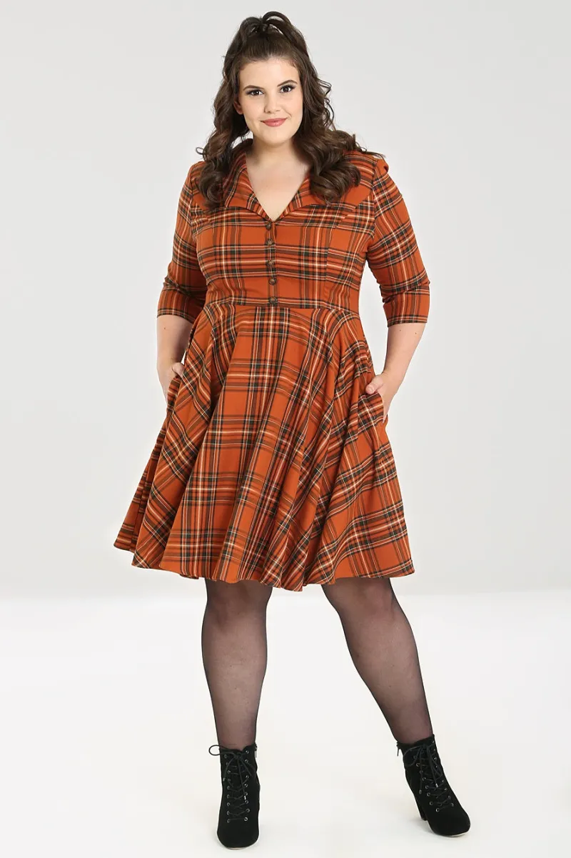 Hell Bunny Dresses|Dresses>Tawny Mid Dress Brown