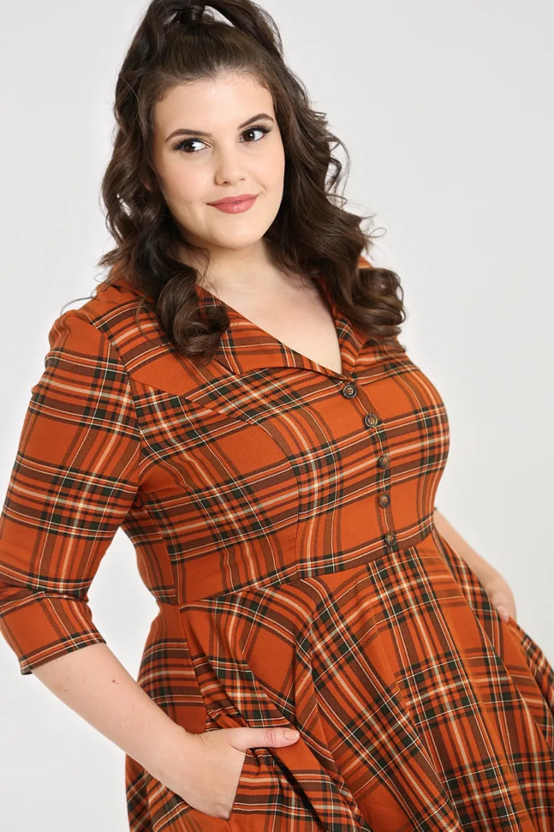 Hell Bunny Dresses|Dresses>Tawny Mid Dress Brown