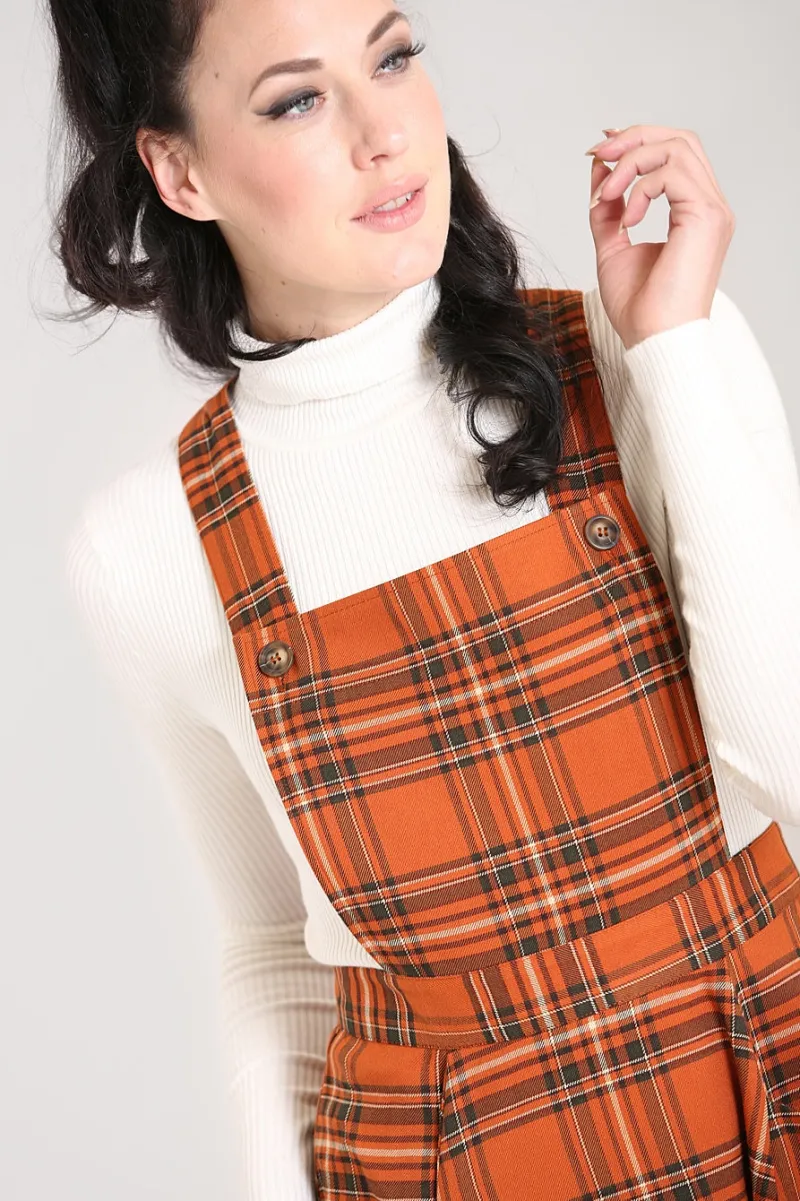 Hell Bunny Dresses|Dresses>Tawny Pinafore Dress Brown