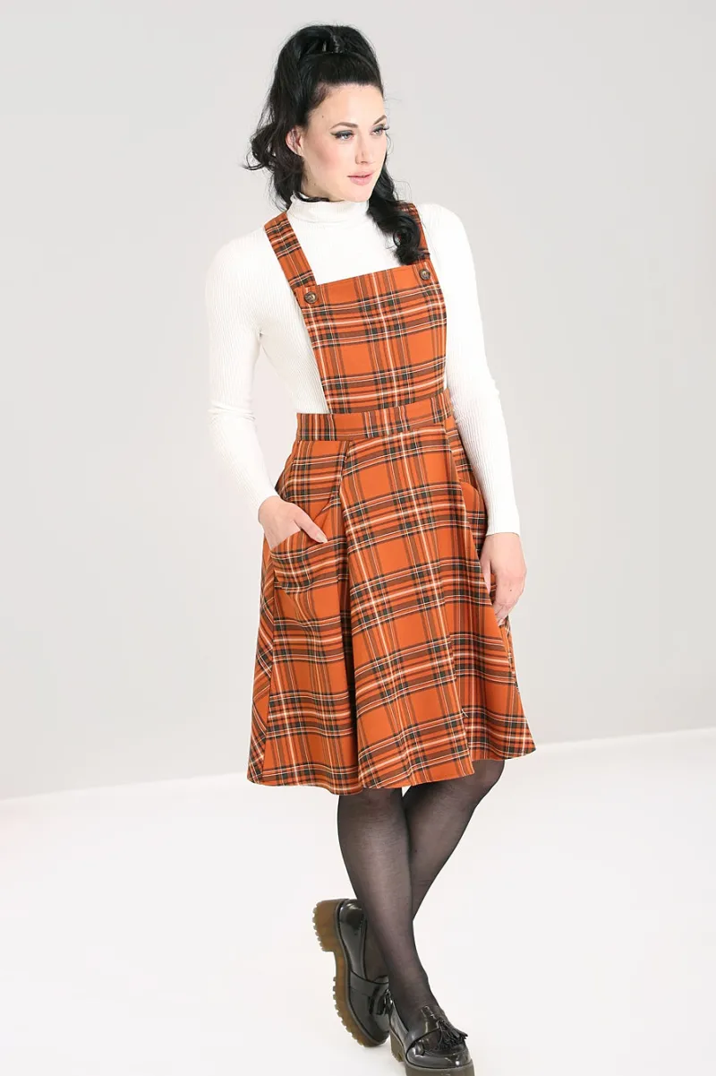 Hell Bunny Dresses|Dresses>Tawny Pinafore Dress Brown